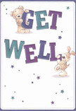 Overflowing with playful energy and warmth, this cheerful get well card is a miniature embrace from the heart of Tooting. Two endearing characters-a plush teddy bear and a bouncy puppy-balance and cradle the colourful, oversized letters spelling 'Get Well', their happy faces shining with the same friendliness found on local Tooting streets. Indigo and teal hues stand bold against a gentle cream background, infusing the whole scene with brightness. Little starbursts twinkle across the design in shades of blue and violet, evoking a sense of hope. The illustrated textures-cloudlike bear fluff and velvety puppy ears-almost invite a comforting squeeze. The card is much like a thoughtful Florist Tooting bouquet: an emotional tonic, hand-delivered with genuine care to bring light, positivity, and encouragement to anyone convalescing in the community.